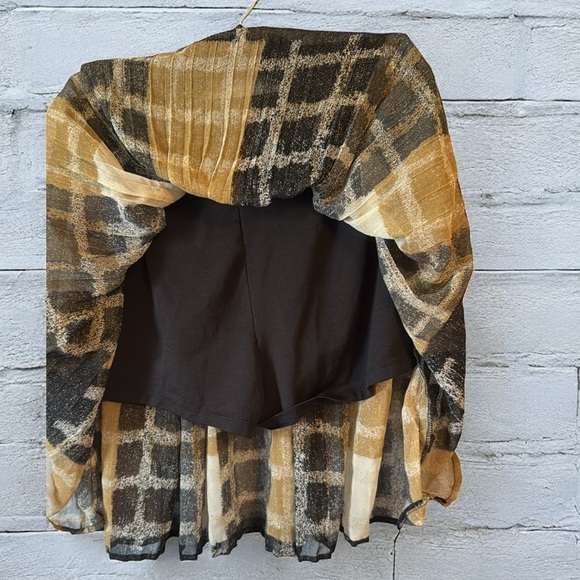 Tye dye brown black striped mesh pleated mini skort - Picture 3 of 8